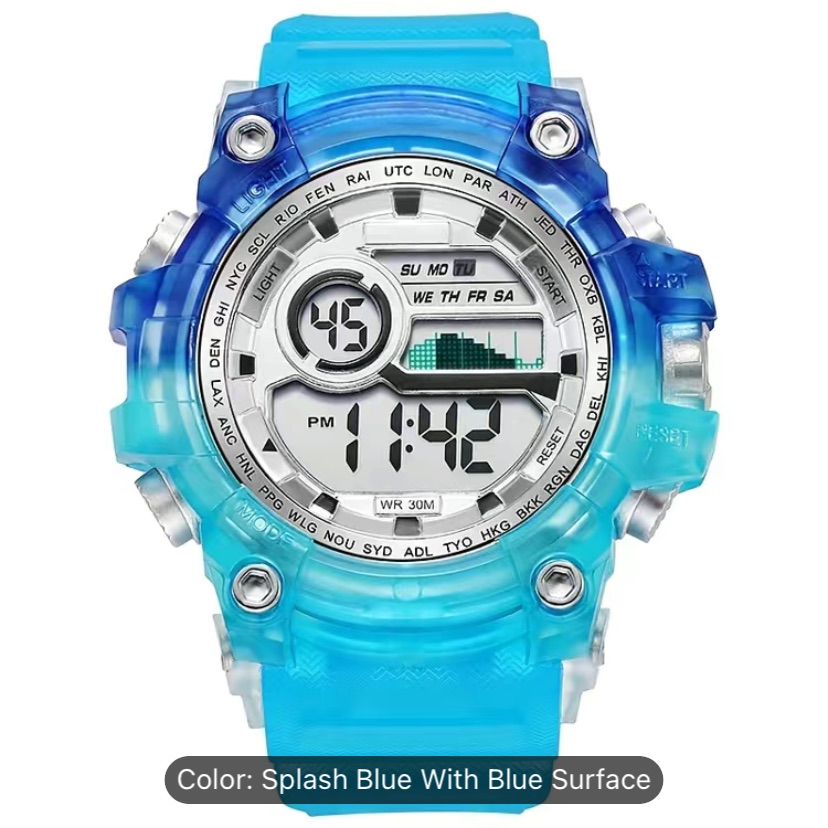 Large Dial Unisex Multi-Functional Waterproof Sports Electronic Watch New